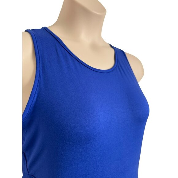 See You Monday Los Angeles Blue Cut Out Midi Dress Sleeveless Size XL Stretchy N - Picture 8 of 11